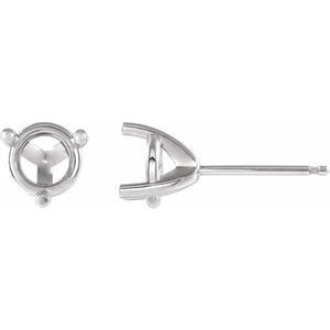 Earrings 18K White 5.8 mm Round 3-Prong Earring Mounting