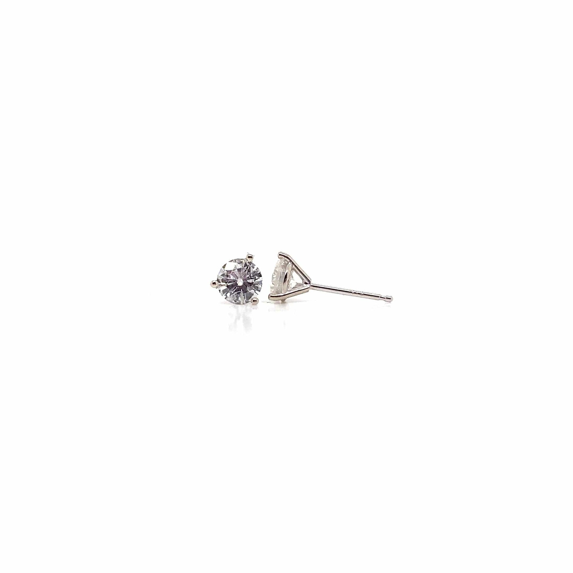 14K WHITE GOLD .50CT TW NATURAL DIAMOND ROUND BRILLIANT H-I/SI1-2 MARTINI STYLE STUD EARRINGS