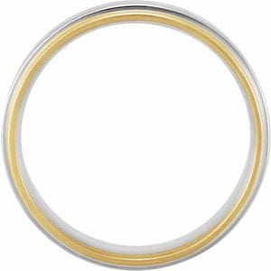 Rings 14K Yellow/White Inlay 7.5 mm Flat Comfort-Fit Band Size 8
