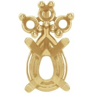 Settings 14K Yellow 10x7 mm Pear 4-Prong Accented Earring Setting