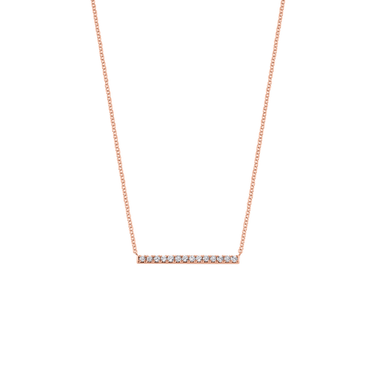 14K ROSE GOLD 1/8 CT TW ROUND BRILLIANT LAB GROWN DIAMOND BAR STYLE NECKLACE