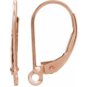 Earrings 14K Rose Lever Back Earring Top