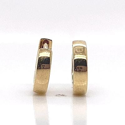 14K YELLOW GOLD 9.5MM HUGGIE HOOP EARRINGS 2.5MM THICKNESS