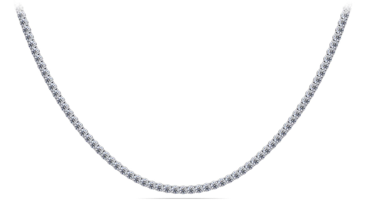 14K WHITE GOLD 6.50CT TW LAB GROWN ROUND BRILLIANT DIAMOND ACCENT 18" TENNIS NECKLACE