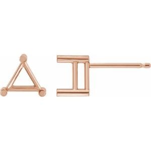 Earrings 14K Rose 4 mm Triangle 3-Prong Earring Mounting