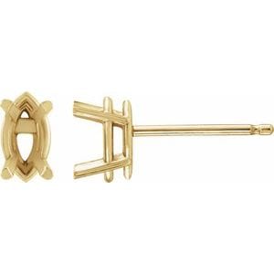 Earrings 14K Yellow 4x2 mm Marquise 4-Prong Stud Earring Mounting