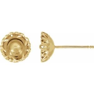 Earrings 14K Yellow Earring for 6 mm Pearl