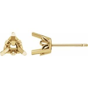 Earrings 14K Yellow 4 mm Trillion 3-Prong Earring Mounting