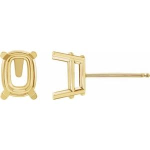 Earrings 14K Yellow 8x6 mm Elongated Cushion 4-Prong Earring Mounting