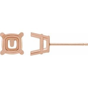 Earrings 14K Rose 6.5x6.5 mm Cushion 4-Prong Earring Mounting
