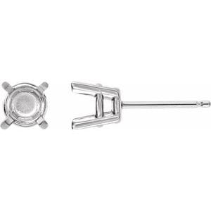 Earrings 18K White 4.5 mm Round 4-Prong Earring Mounting