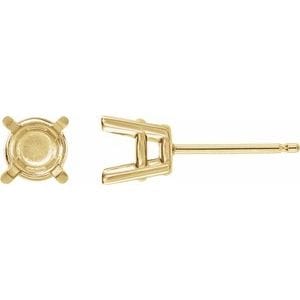 Earrings 14K Yellow 3 mm Round 4-Prong Earring Mounting