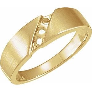 Rings 14K Yellow 2.7 mm Round 3-Stone Band Mounting Size 9.75