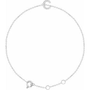 14K WHITE .04 CTW NATURAL DIAMOND INITIAL C 6-7" BRACELET
