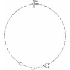 14K WHITE .05 CTW NATURAL DIAMOND INITIAL F 6-7" BRACELET