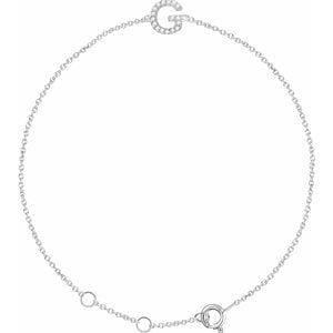 14K WHITE .05 CTW NATURAL DIAMOND INITIAL G 6-7" BRACELET