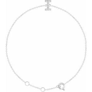 14K WHITE .05 CTW NATURAL DIAMOND INITIAL I 6-7" BRACELET