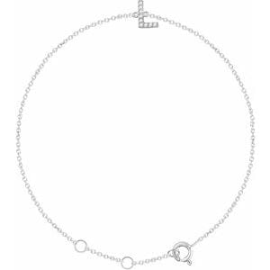 14K WHITE .04 CTW NATURAL DIAMOND INITIAL L 6-7" BRACELET