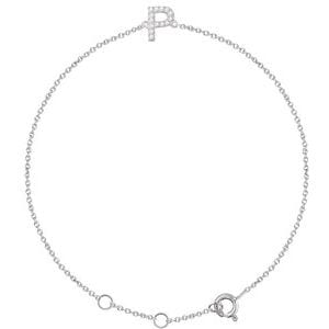 14K WHITE .05 CTW NATURAL DIAMOND INITIAL P 6-7" BRACELET