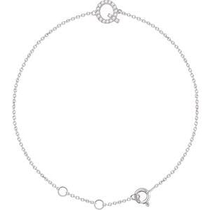 14K WHITE .07 CTW NATURAL DIAMOND INITIAL Q 6-7" BRACELET
