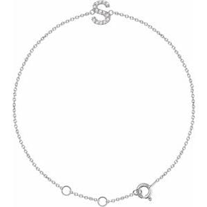 14K WHITE .05 CTW NATURAL DIAMOND INITIAL S 6-7" BRACELET