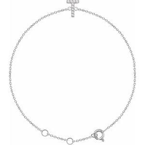 14K WHITE .05 CTW NATURAL DIAMOND INITIAL T 6-7" BRACELET