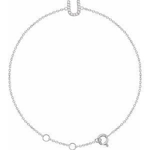 14K WHITE .05 CTW NATURAL DIAMOND INITIAL U 6-7" BRACELET