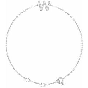 14K WHITE .07 CTW NATURAL DIAMOND INITIAL W 6-7" BRACELET