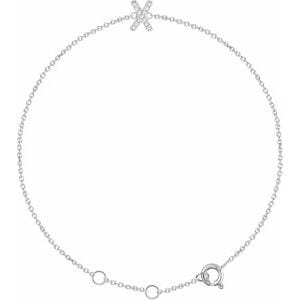 14K WHITE .04 CTW NATURAL DIAMOND INITIAL X 6-7" BRACELET