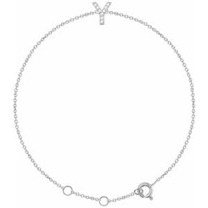 14K WHITE .04 CTW NATURAL DIAMOND INITIAL Y 6-7" BRACELET