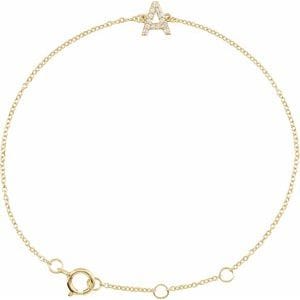14K YELLOW 1/10 CTW NATURAL DIAMOND INITIAL A 6-7" BRACELET