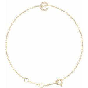 14K YELLOW .04 CTW NATURAL DIAMOND INITIAL C 6-7" BRACELET