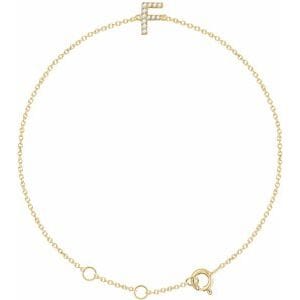 14K YELLOW .05 CTW NATURAL DIAMOND INITIAL F 6-7" BRACELET