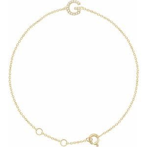 14K YELLOW .05 CTW NATURAL DIAMOND INITIAL G 6-7" BRACELET