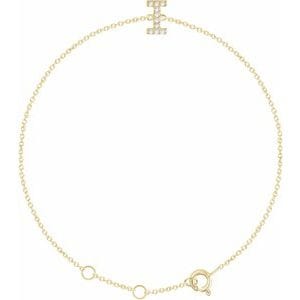 14K YELLOW .05 CTW NATURAL DIAMOND INITIAL I 6-7" BRACELET