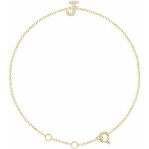 14K YELLOW .05 CTW NATURAL DIAMOND INITIAL J 6-7" BRACELET