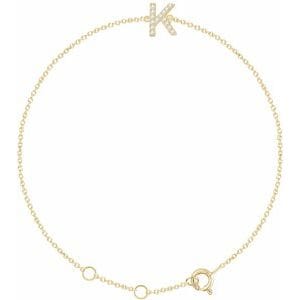 14K YELLOW .05 CTW NATURAL DIAMOND INITIAL K 6-7" BRACELET