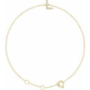 14K YELLOW .04 CTW NATURAL DIAMOND INITIAL L 6-7" BRACELET