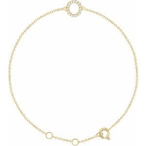 14K YELLOW .06 CTW NATURAL DIAMOND INITIAL O 6-7" BRACELET
