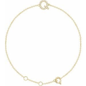14K YELLOW .07 CTW NATURAL DIAMOND INITIAL Q 6-7" BRACELET
