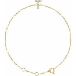 14K YELLOW .05 CTW NATURAL DIAMOND INITIAL T 6-7" BRACELET