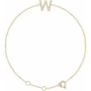 14K YELLOW .07 CTW NATURAL DIAMOND INITIAL W 6-7" BRACELET