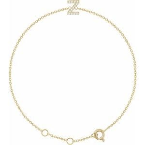 14K YELLOW .06 CTW NATURAL DIAMOND INITIAL Z 6-7" BRACELET