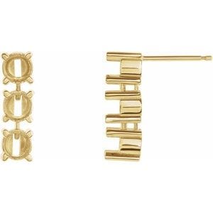 Earrings 14K Yellow 3.4 mm Round Three-Stone Articulated Earring Mounting