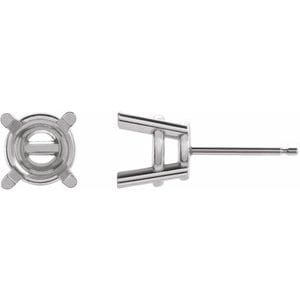 Earrings Platinum 7 mm Round 4-Prong Earring Mounting