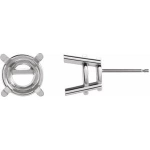 Earrings Platinum 9 mm Round 4-Prong Earring Mounting