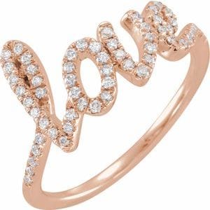 14K ROSE 1/4 CTW NATURAL DIAMOND LOVE RING