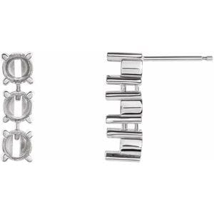 Earrings 14K White 4.1 mm Round Three-Stone Articulated Earring Mounting