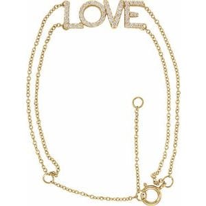 14K YELLOW 1/4 CTW NATURAL DIAMOND LOVE 5-7" BRACELET