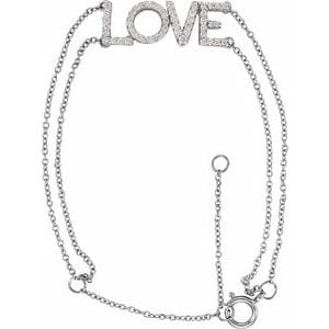 14K WHITE 1/4 CTW NATURAL DIAMOND LOVE 5-7" BRACELET